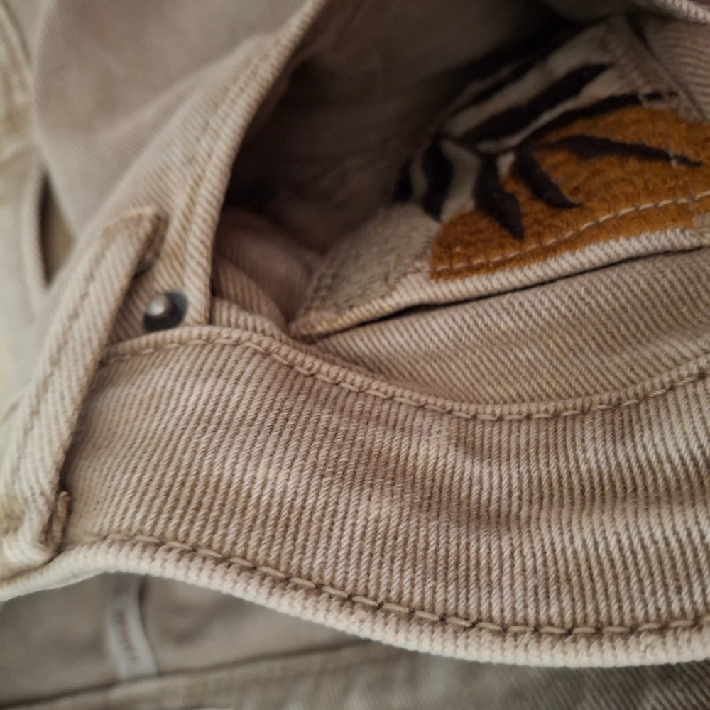 DRIFTWOOD Tan Wide Leg Jeans with Floral Panel - Picture 3 of 9